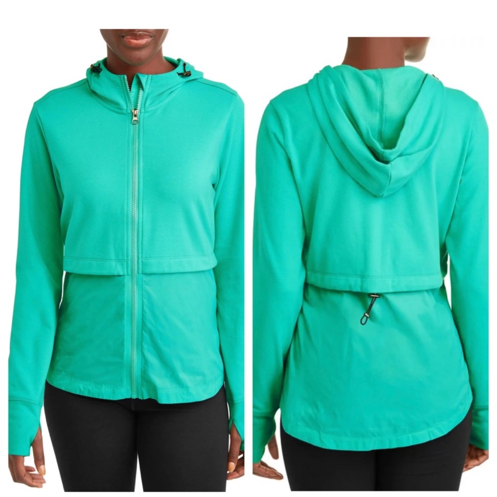 Athletic Works Green Hooded Zip Up Jacket Womens Size L
